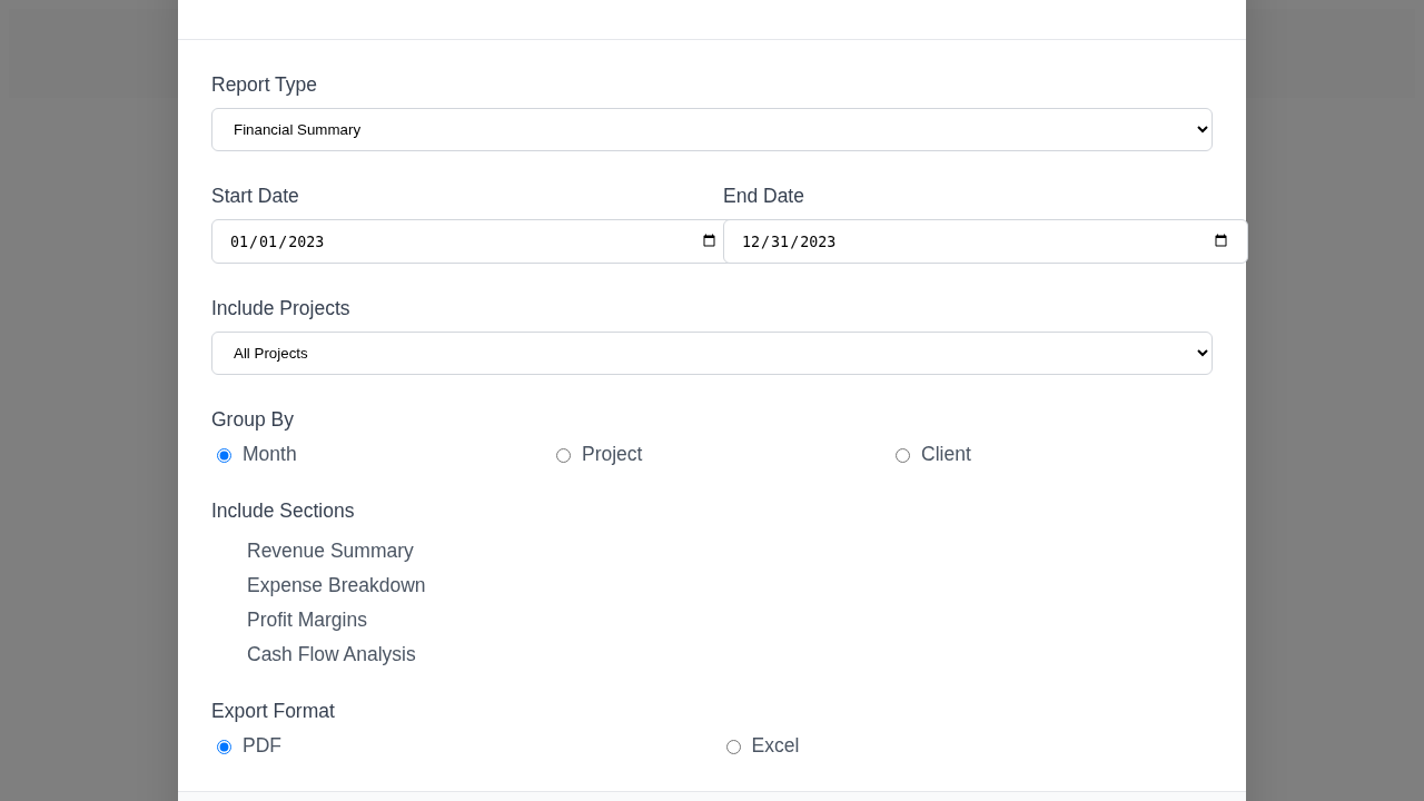 Report Generation Form